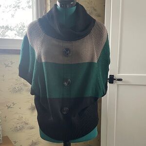 Jon & Anna Striped Buttoned Sweater - Green, Tan, Black